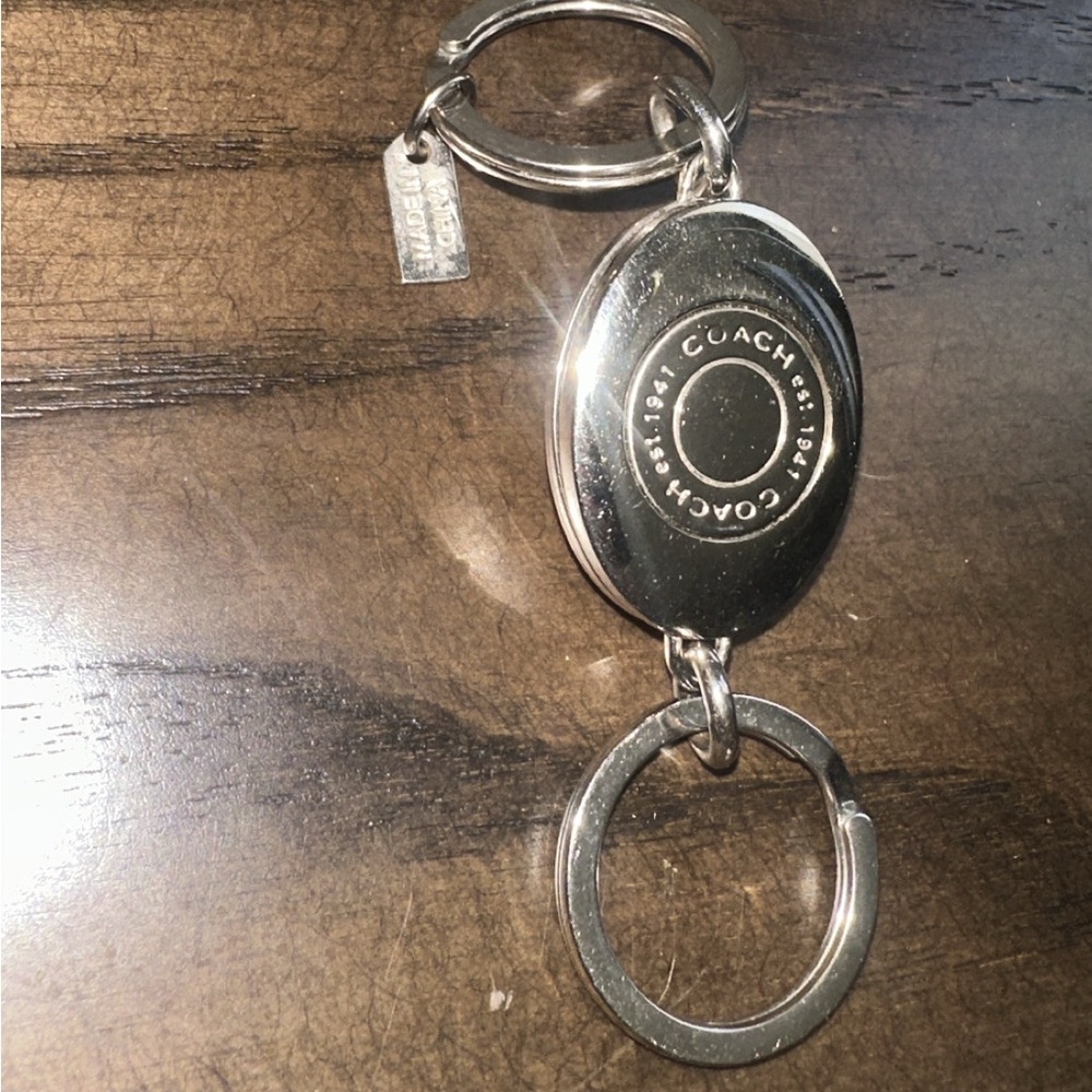 Coach Legacy Stripe Oval Turnlock Valet Key Chain Bag Charm - Picture 4 of 6